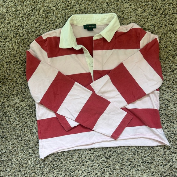 Vintage JCrew Pink Striped Rugby Shirt - Picture 1 of 3